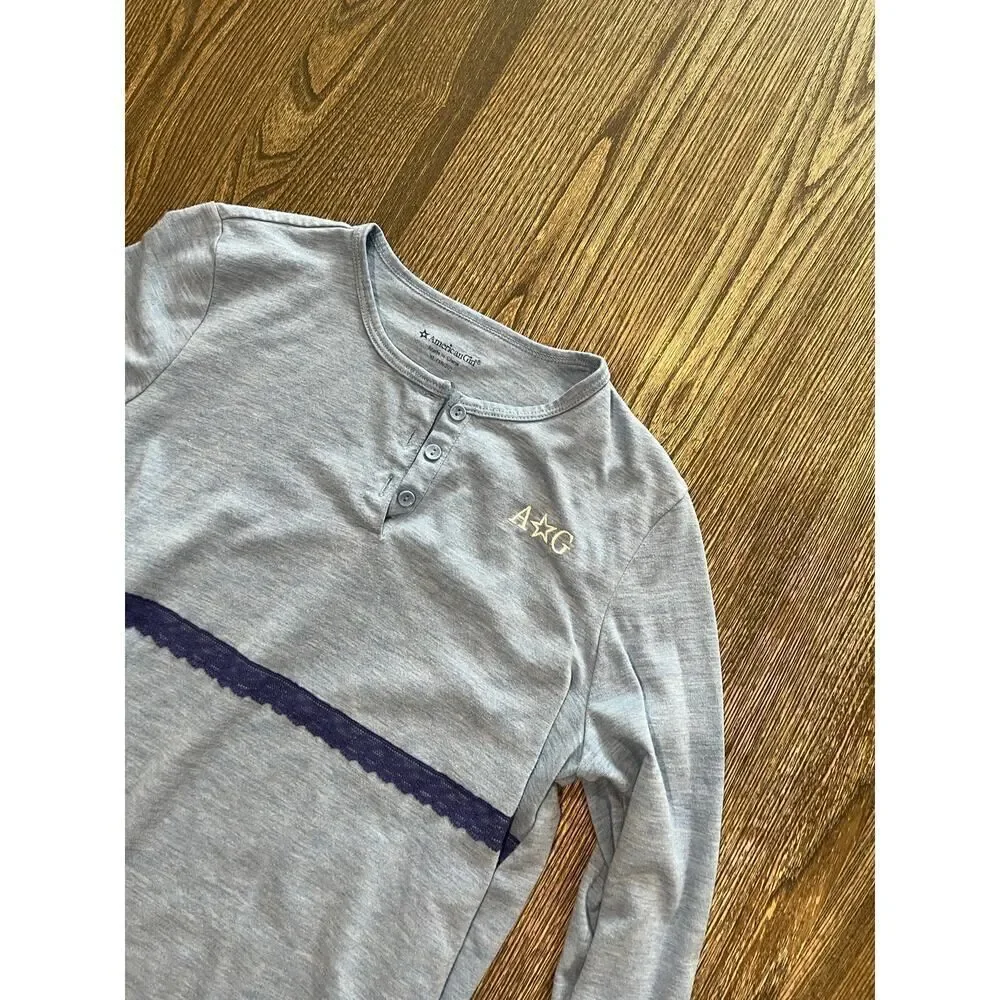 American Girl Youth Polar Bear Pajama Top Long Sleeve Pullover Blue Size XL